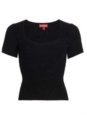 NEW STAUD buxton bustier style rib knit top in black